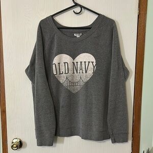 Old Navy Charcoal Heart Graphic Sweatshirt